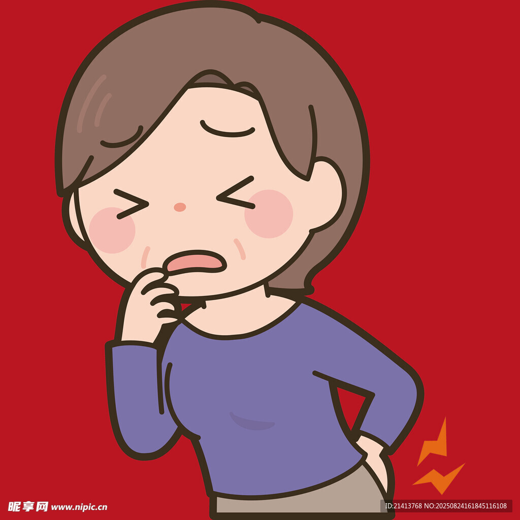 女子扶腰面露痛苦