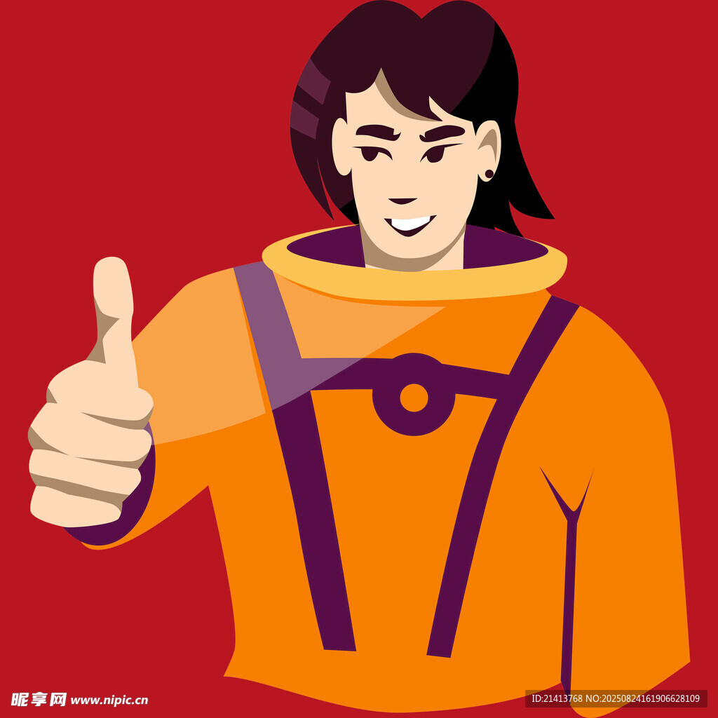 橙色宇航服男子點(diǎn)贊