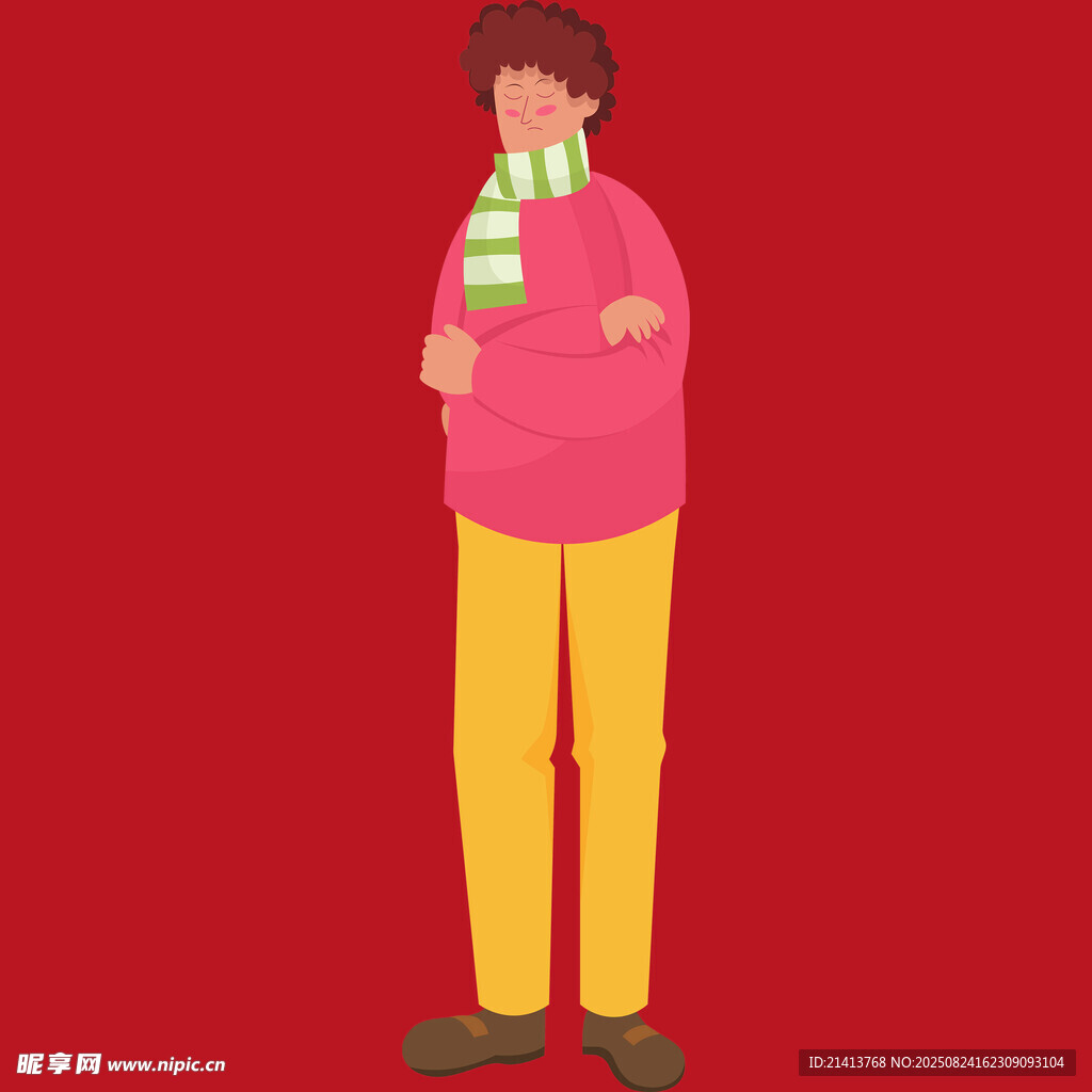 紅衣男子雙手抱臂形象