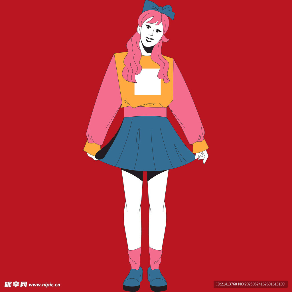 時尚女孩卡通形象展示