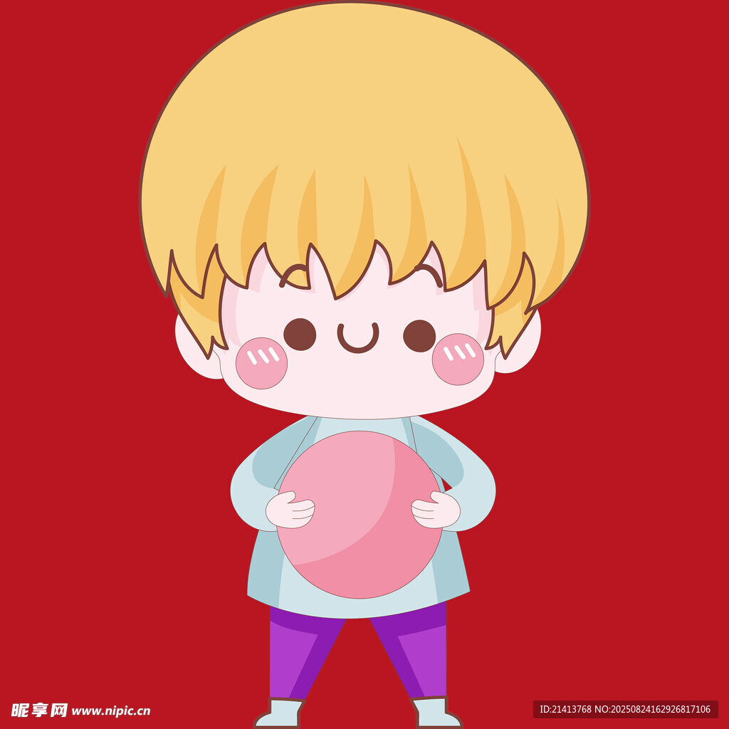抱粉心的可愛小男孩