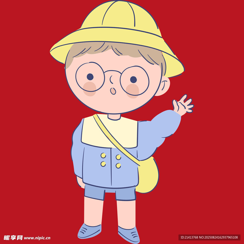 戴帽背包的可愛小男孩