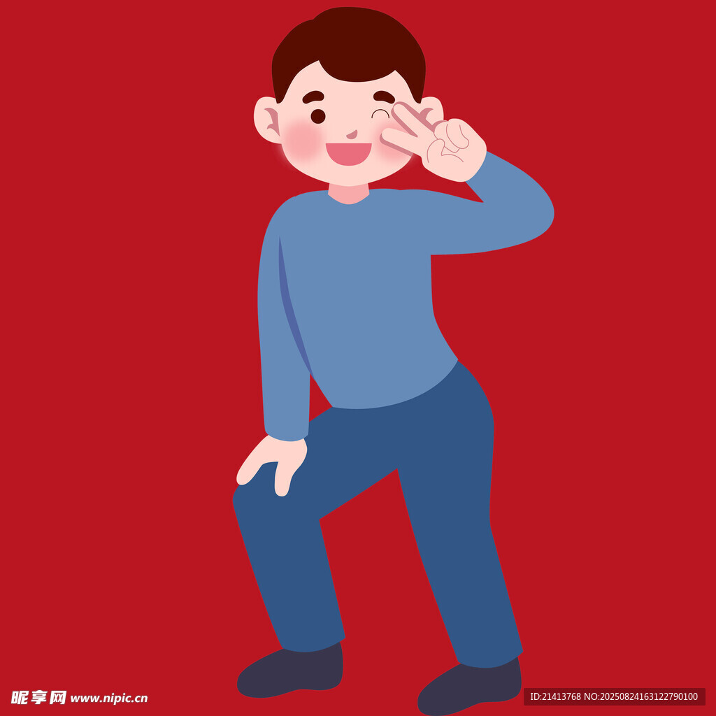 俏皮男孩比耶可愛瞬間