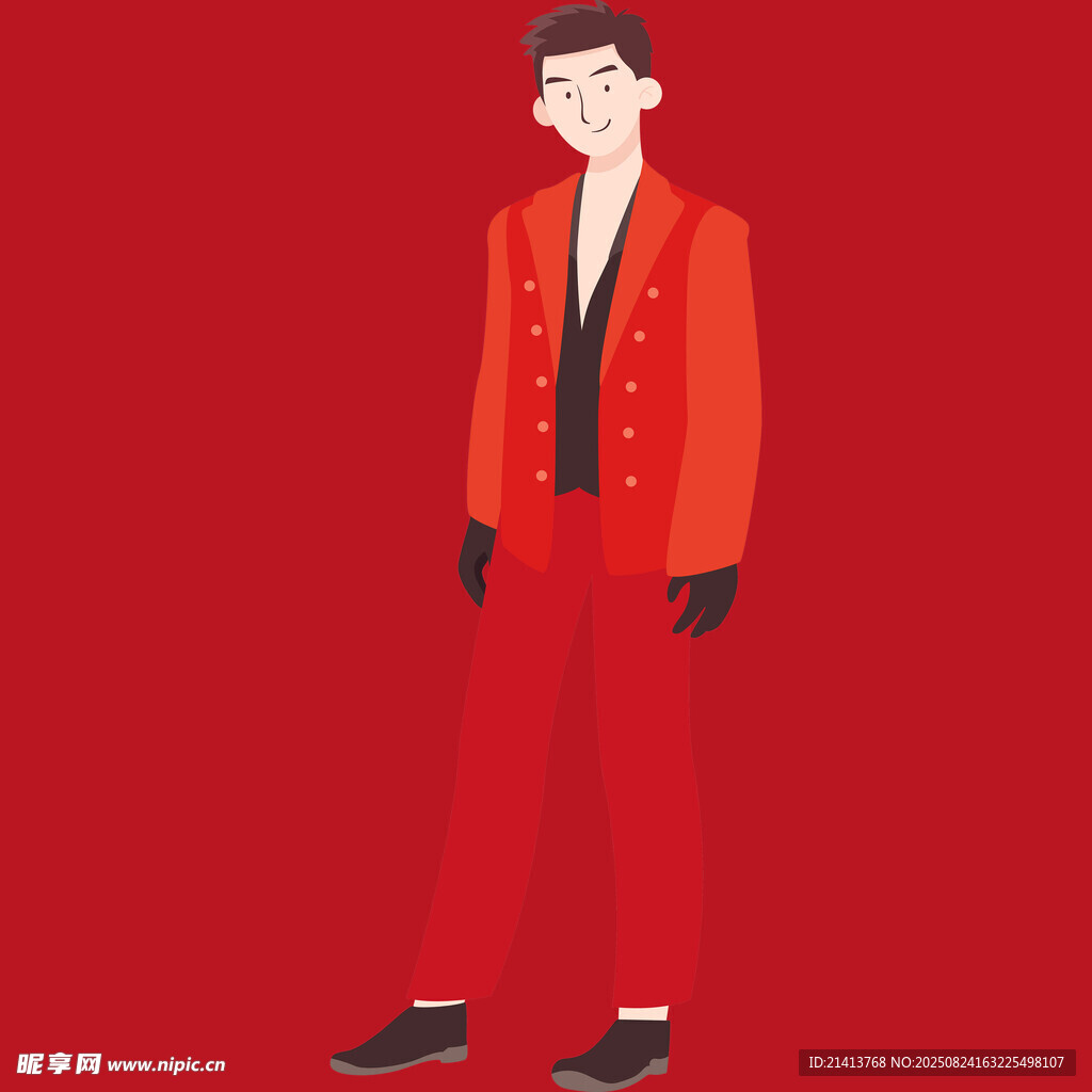 紅色西裝男士插畫形象