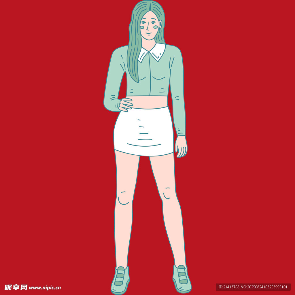 時尚休閑風穿搭少女形象