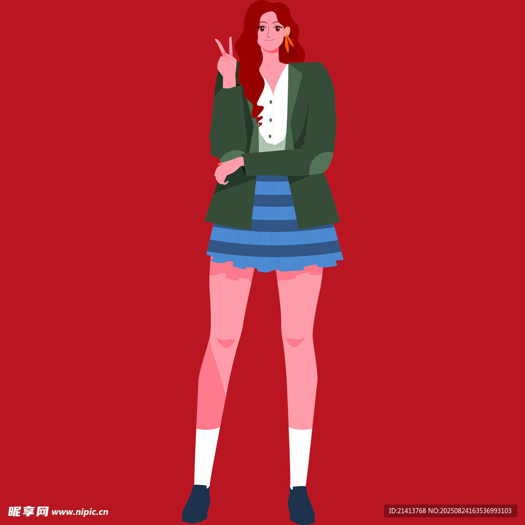 時(shí)尚女孩比耶俏皮瞬間