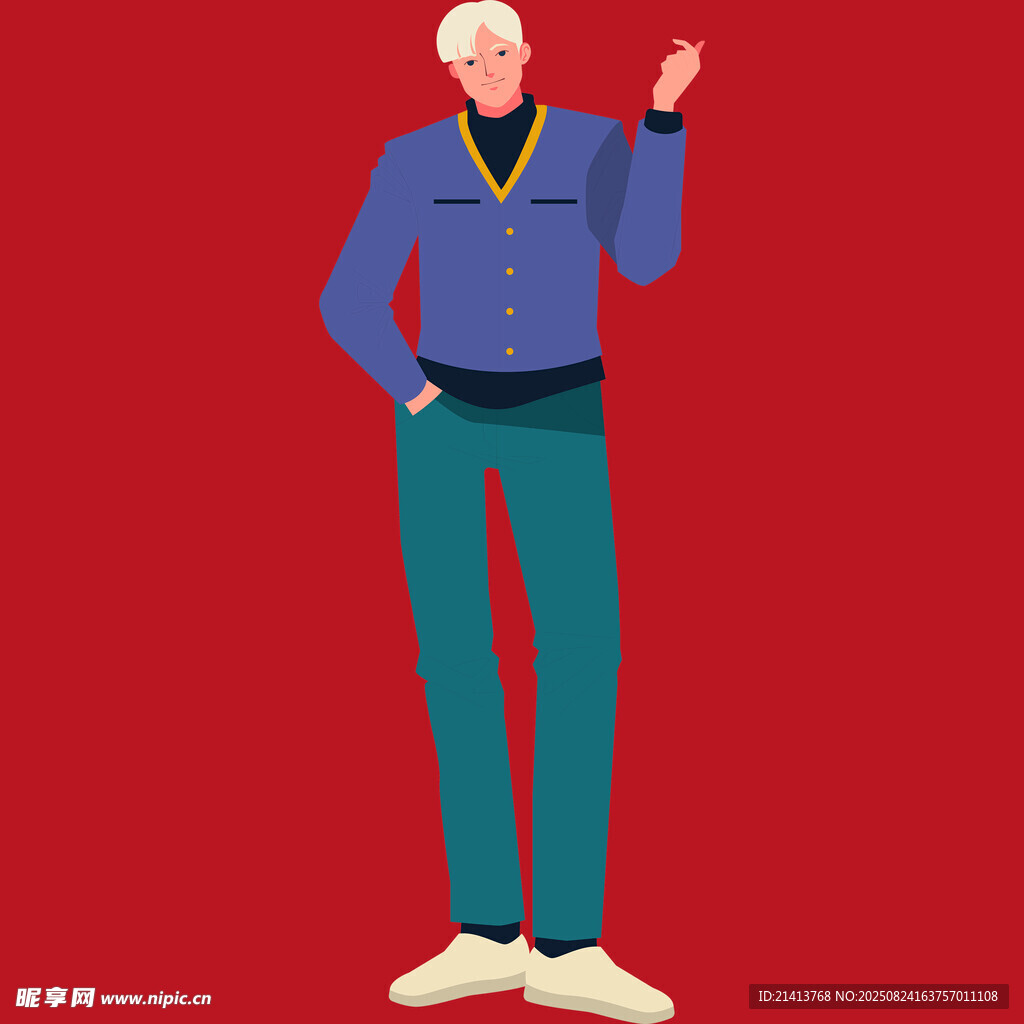 揮手的時尚男士