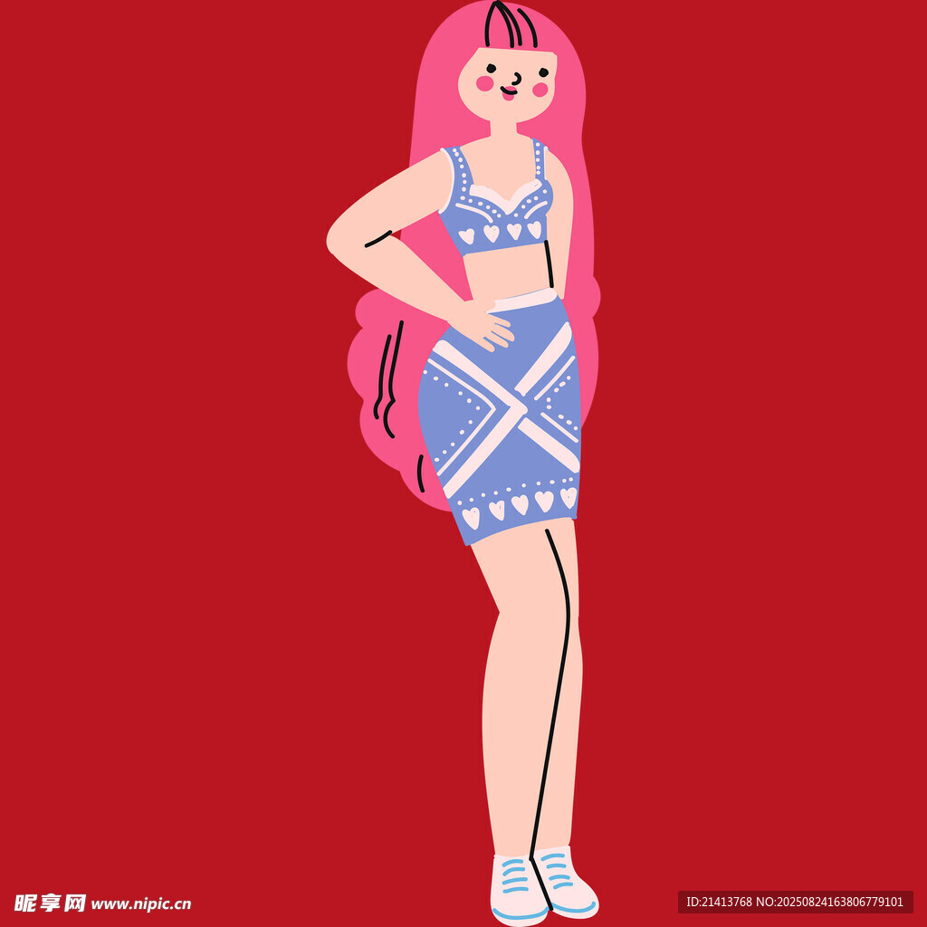 粉色長(zhǎng)發(fā)時(shí)尚女孩形象