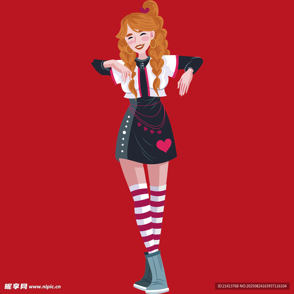紅發(fā)女孩時尚穿搭展示