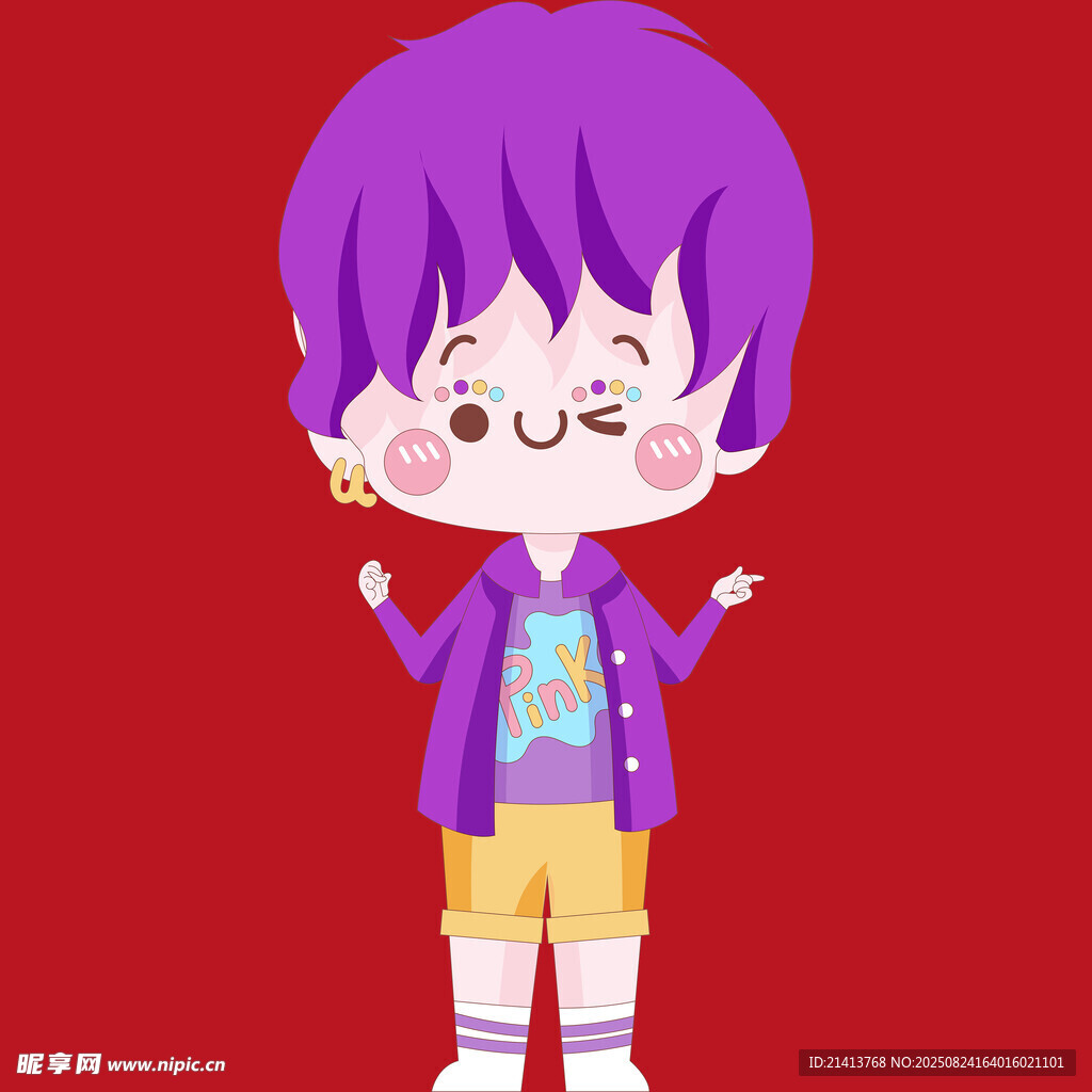 紫色短發(fā)俏皮卡通女孩