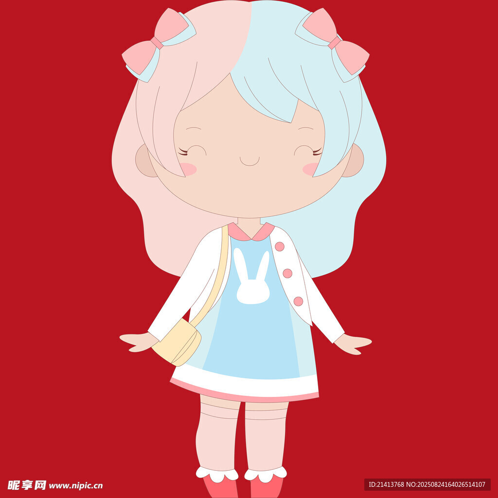 可愛(ài)雙馬尾卡通女孩形象