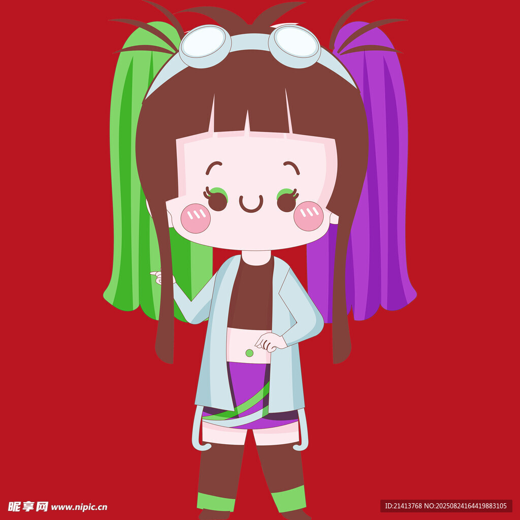 古風(fēng)雙馬尾萌系卡通女孩