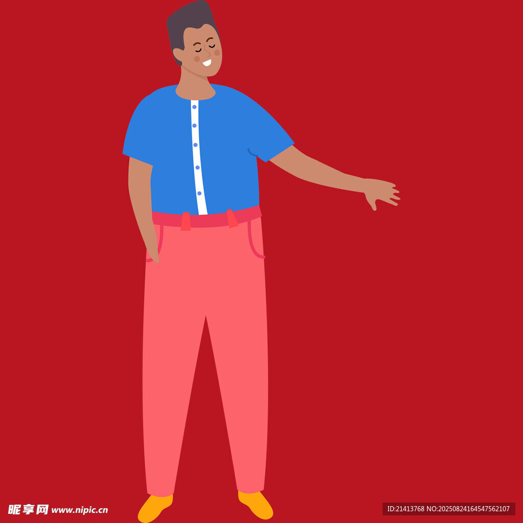 指向右側(cè)的藍(lán)衣男子