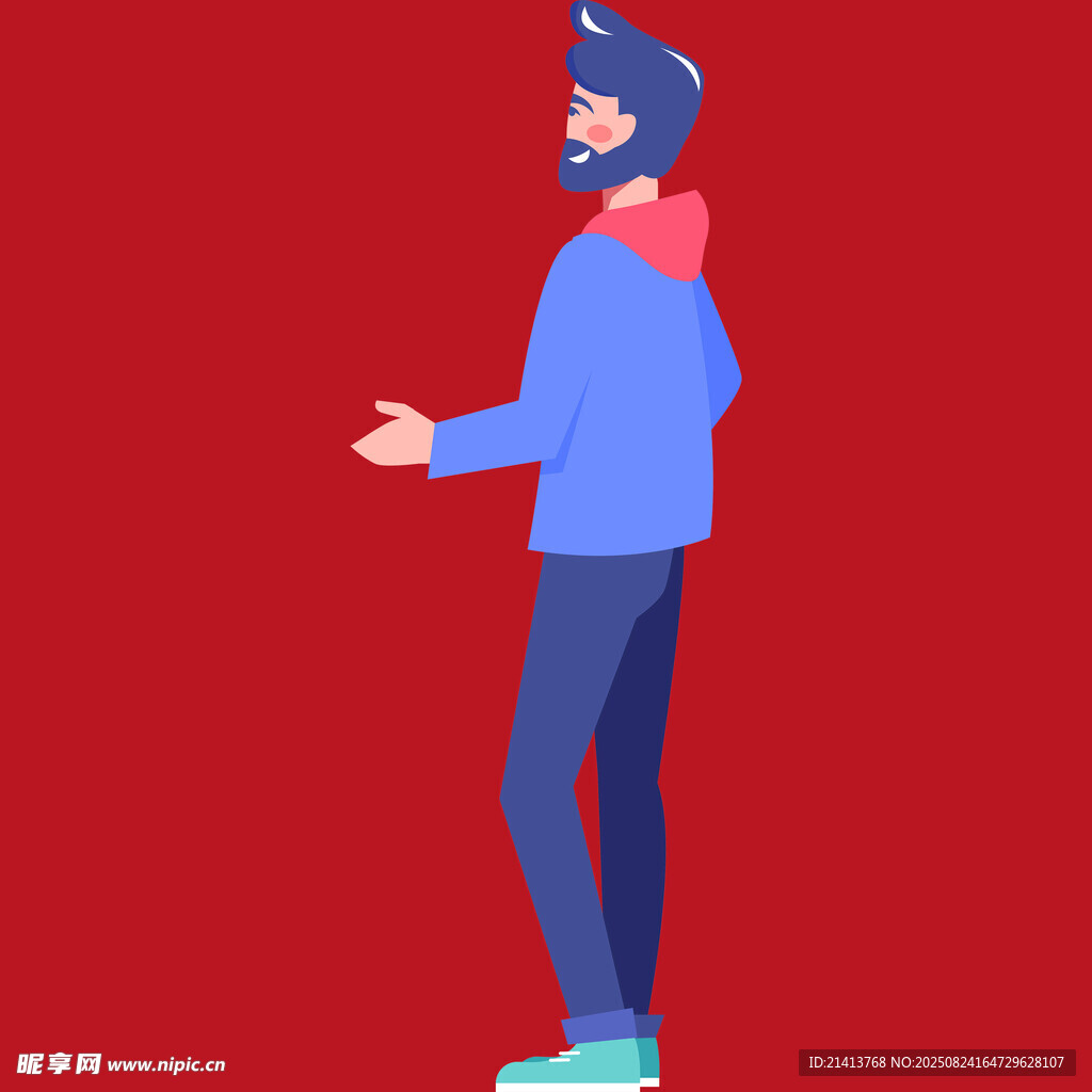 站立的藍衣男子