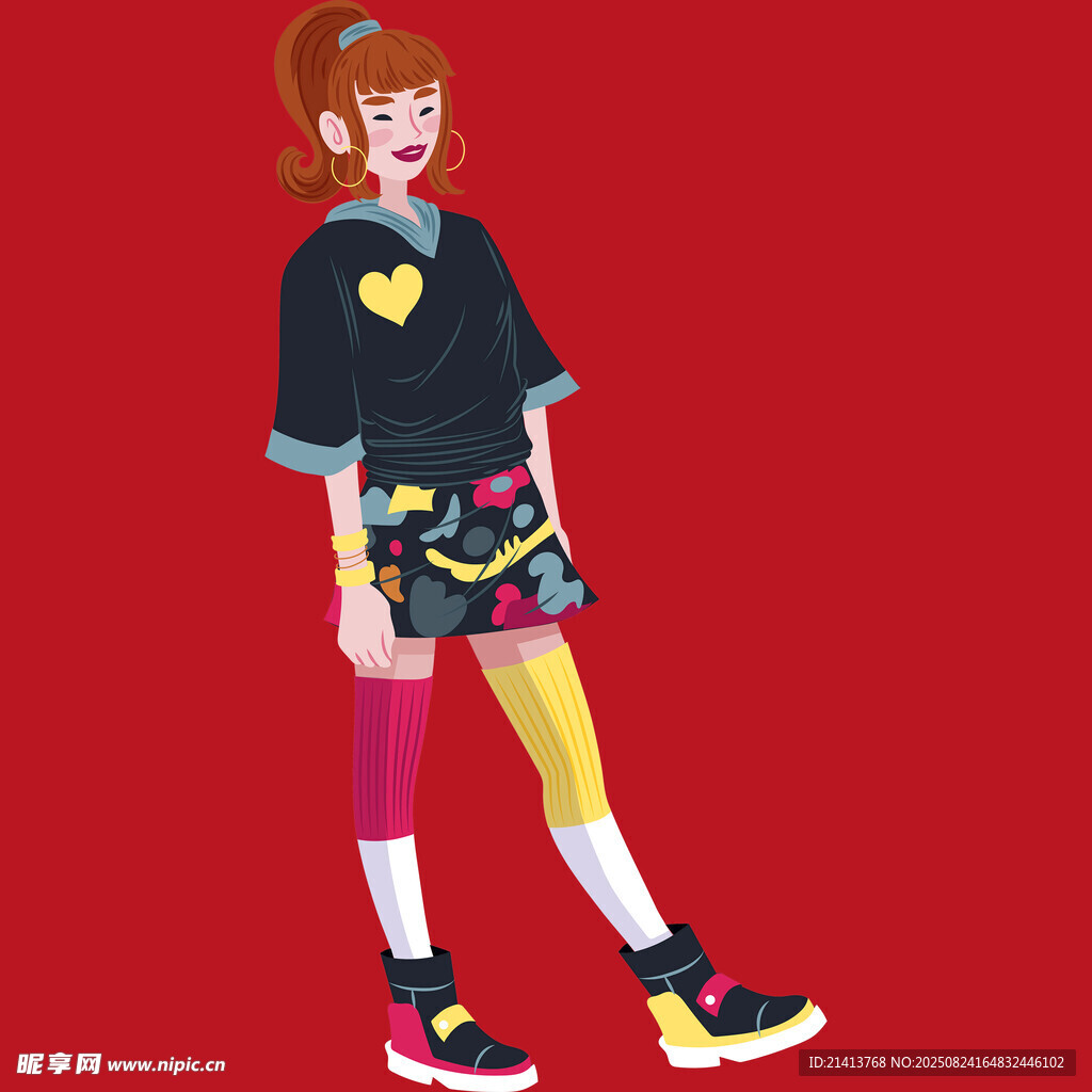 時尚多彩穿搭的活力女孩