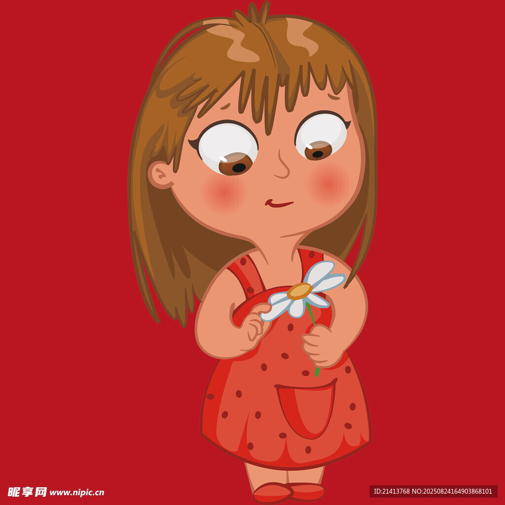 手持蝴蝶的紅衣小女孩