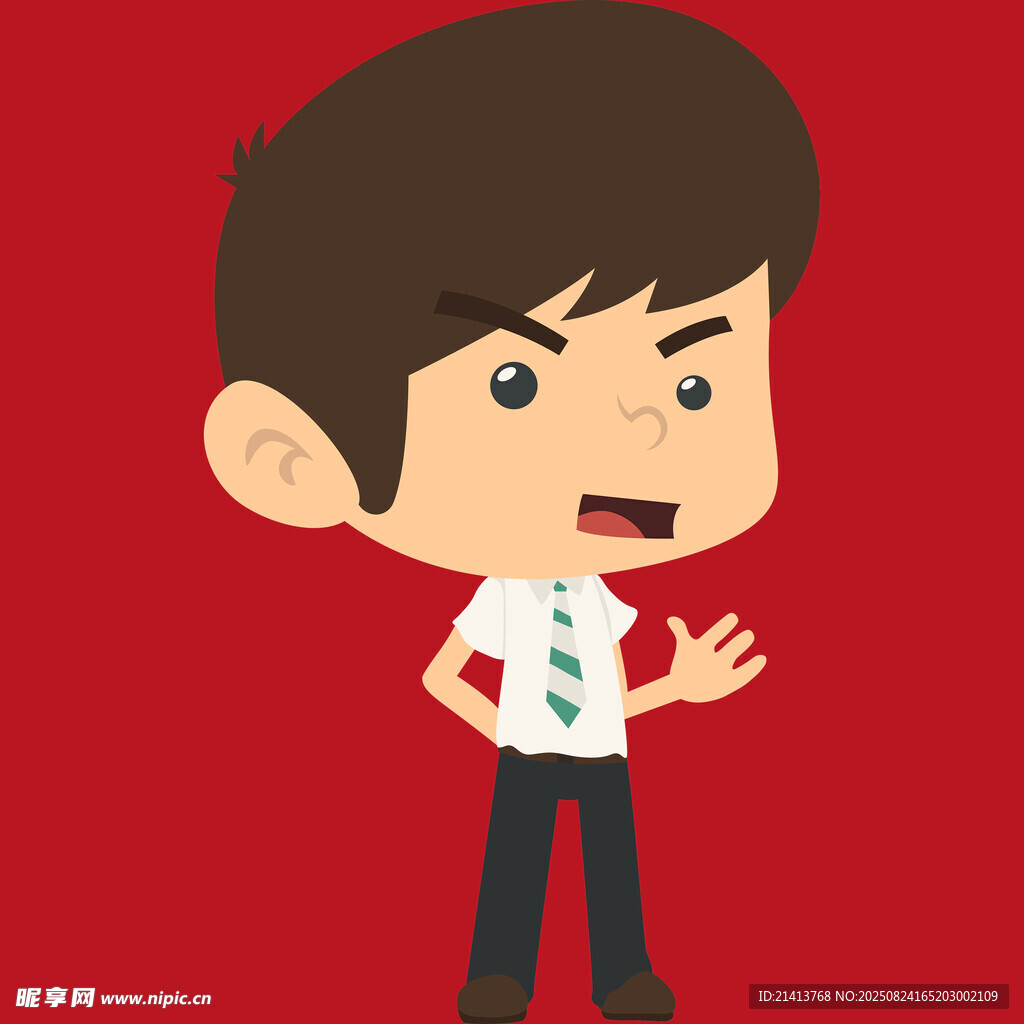 憤怒卡通男子做手勢