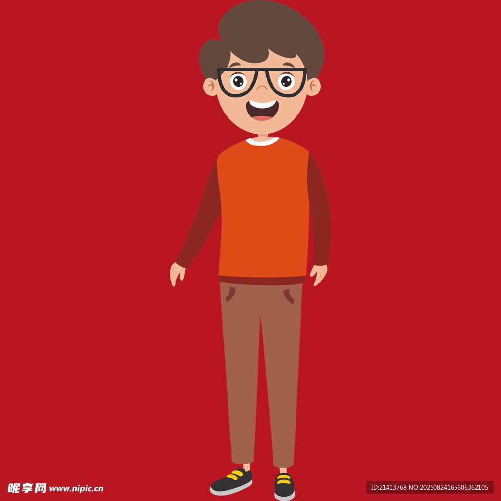 戴眼鏡的時尚卡通男孩