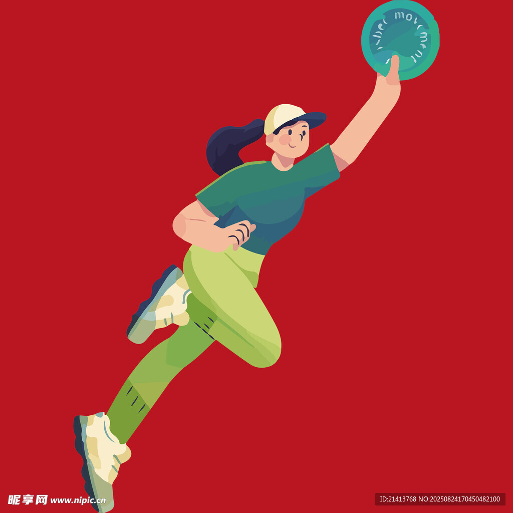 躍起接球的活力運動女孩