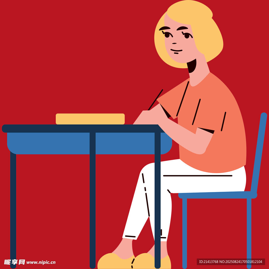 女子桌前專注書寫場(chǎng)景