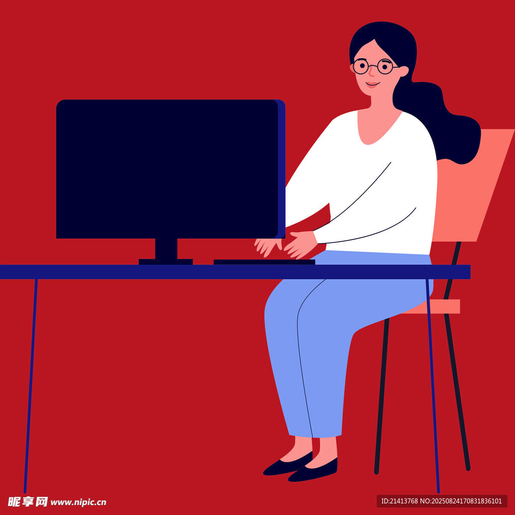 辦公女性專注電腦前工作