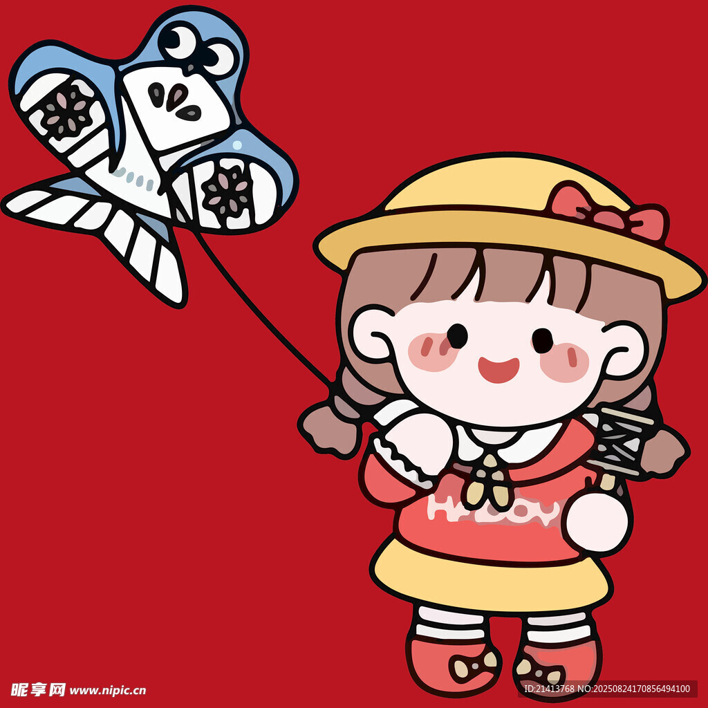 小女孩開心放風(fēng)箏