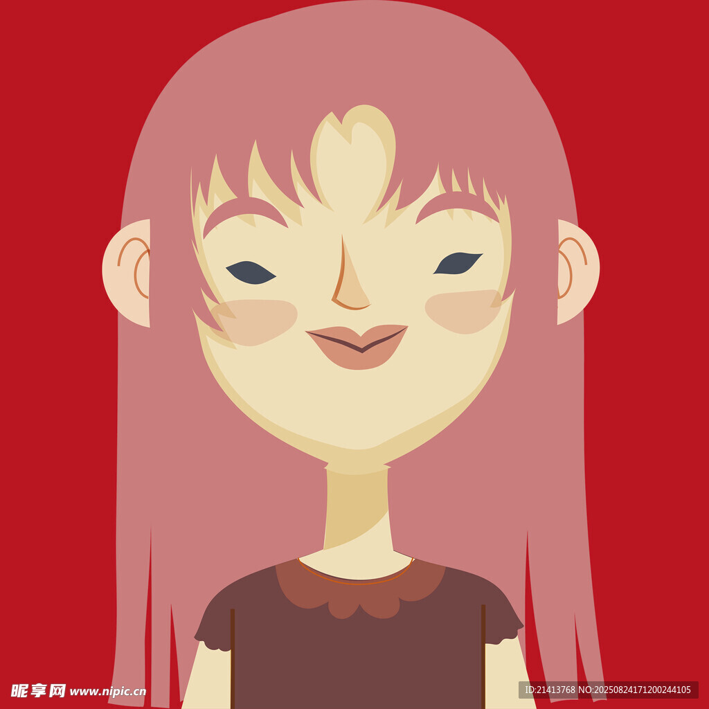 粉色頭發(fā)的卡通女孩形象