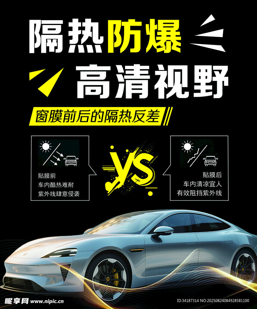 汽車隔熱防爆膜高清視野展示