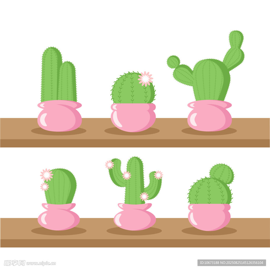 可愛(ài)盆栽仙人掌插畫(huà)