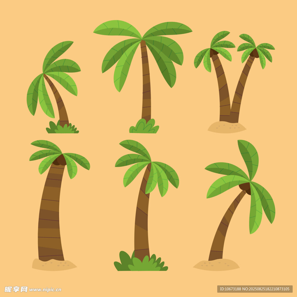 卡通風(fēng)格的多形態(tài)棕櫚樹(shù)