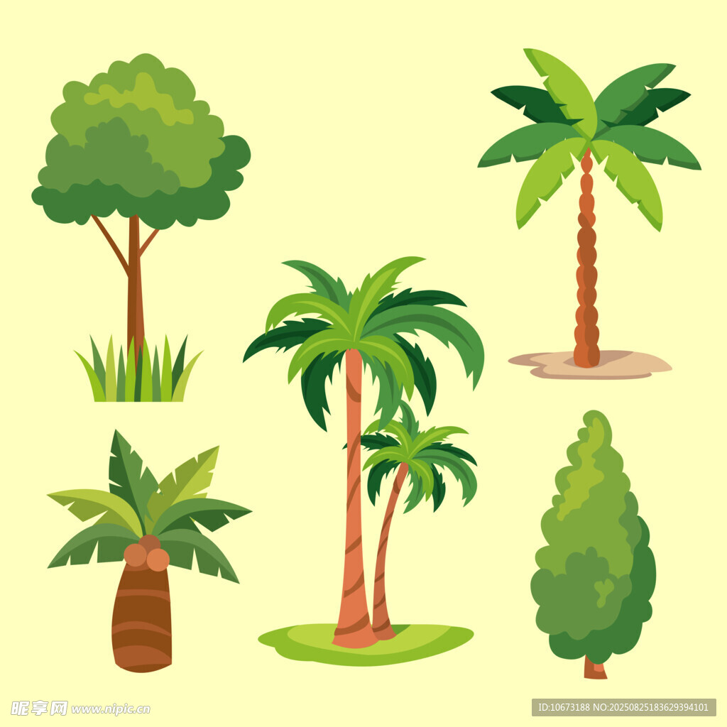 多樣樹木插畫