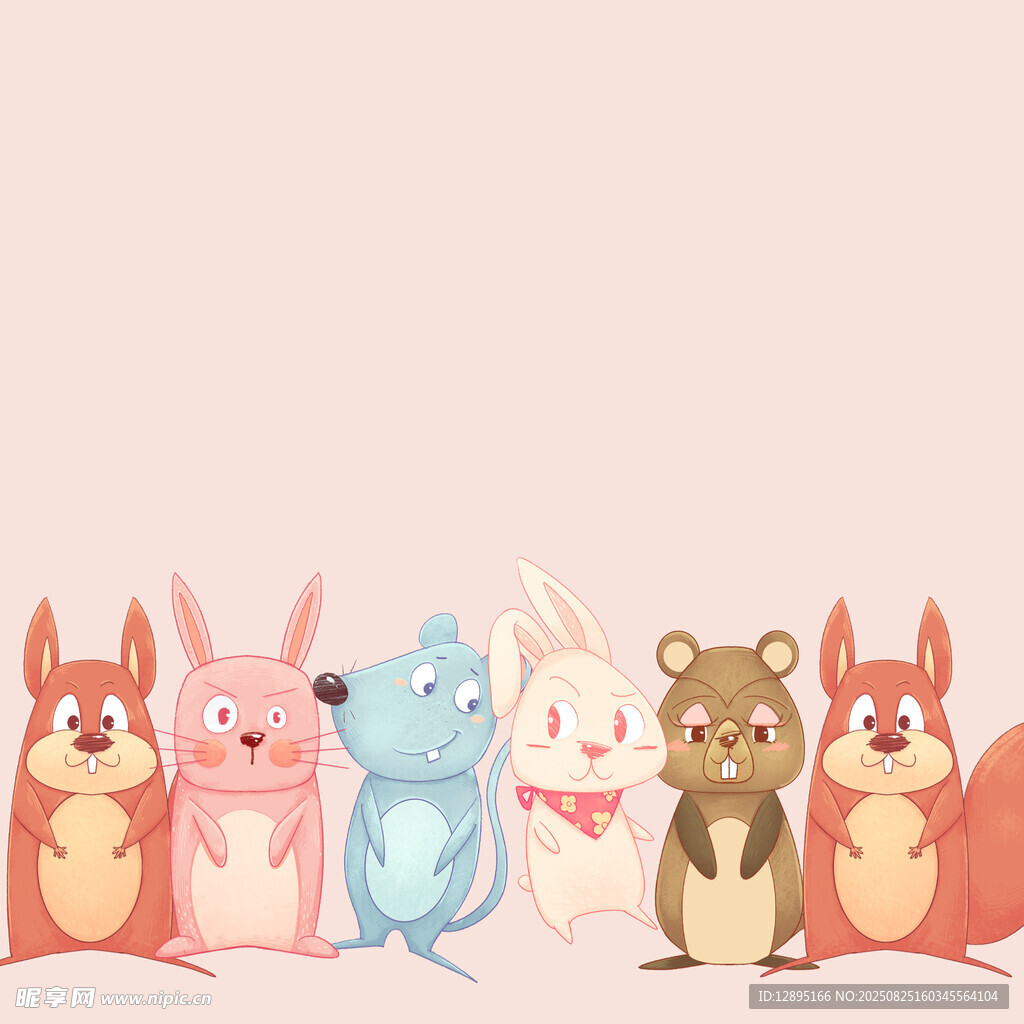可愛小動物排成一排