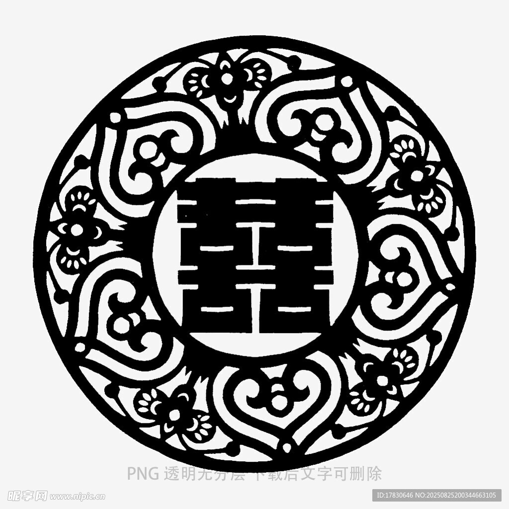 傳統(tǒng)中式雙喜剪紙圖案