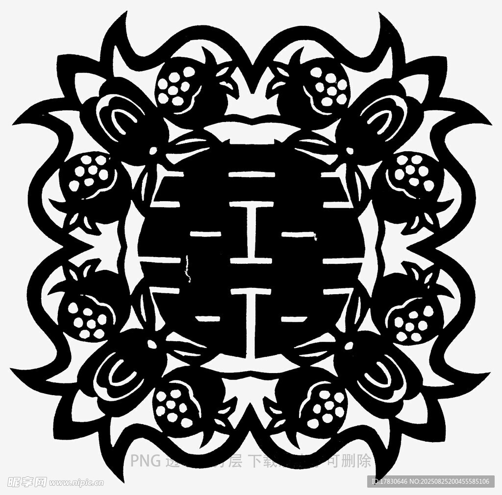傳統(tǒng)中式雙喜剪紙圖案