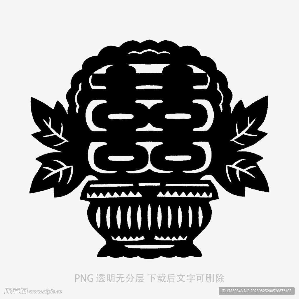 中式傳統(tǒng)花籃剪紙圖案