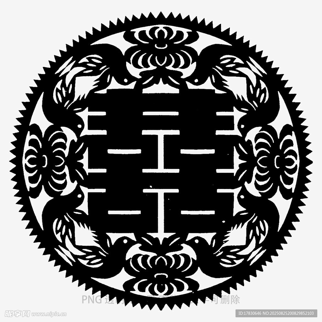 傳統(tǒng)中式雙喜剪紙圖案