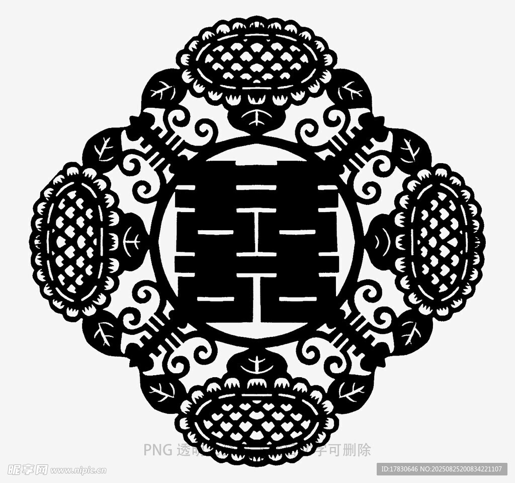 中式傳統(tǒng)雙喜剪紙圖案