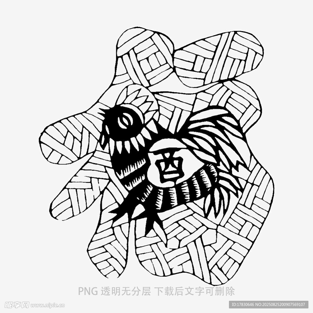 黑白幾何風(fēng)格公雞圖案