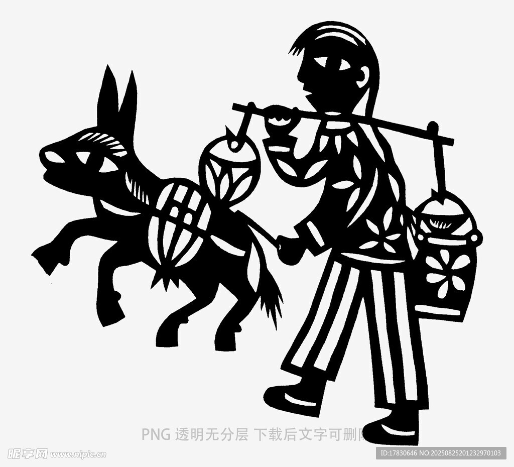 趕驢挑擔的民間人物形象