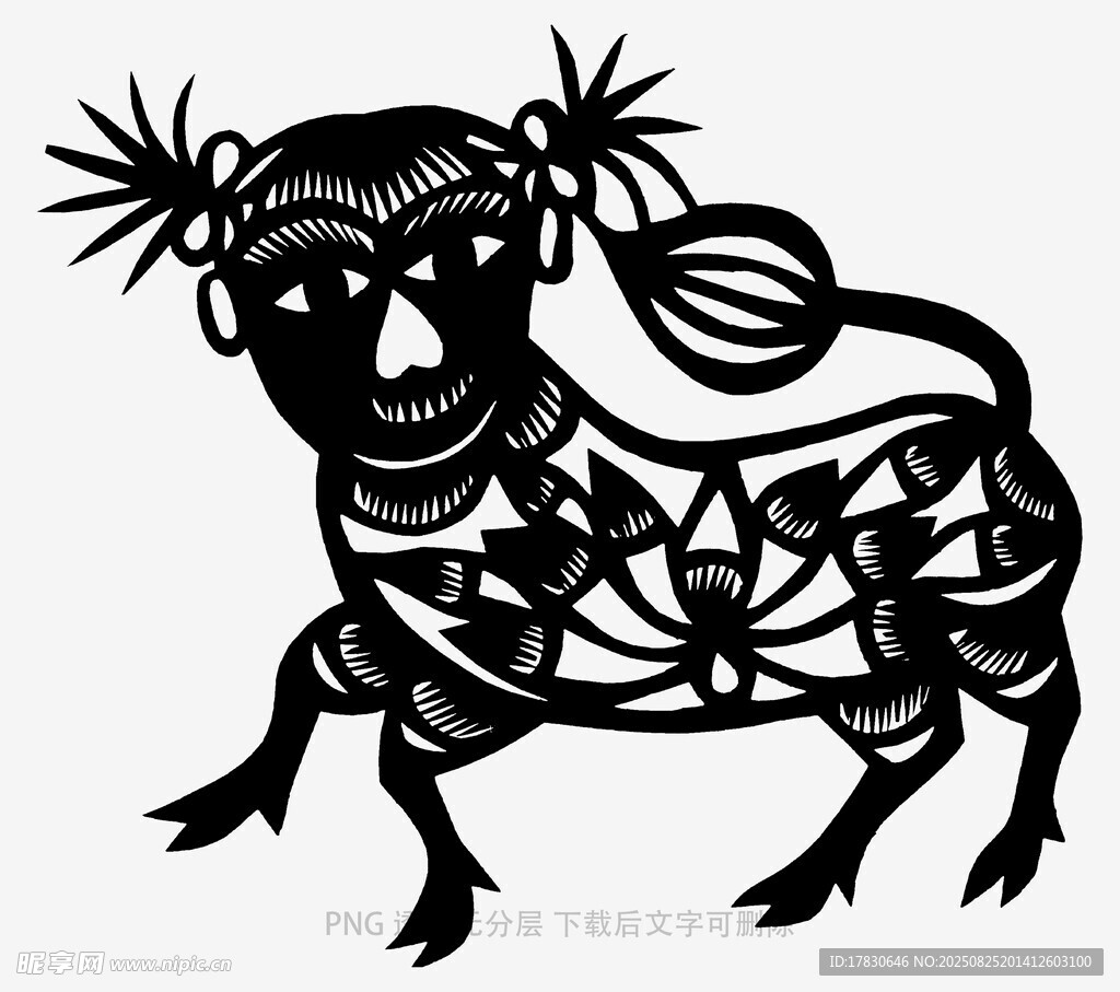 傳統(tǒng)剪紙風(fēng)牛形藝術(shù)圖案