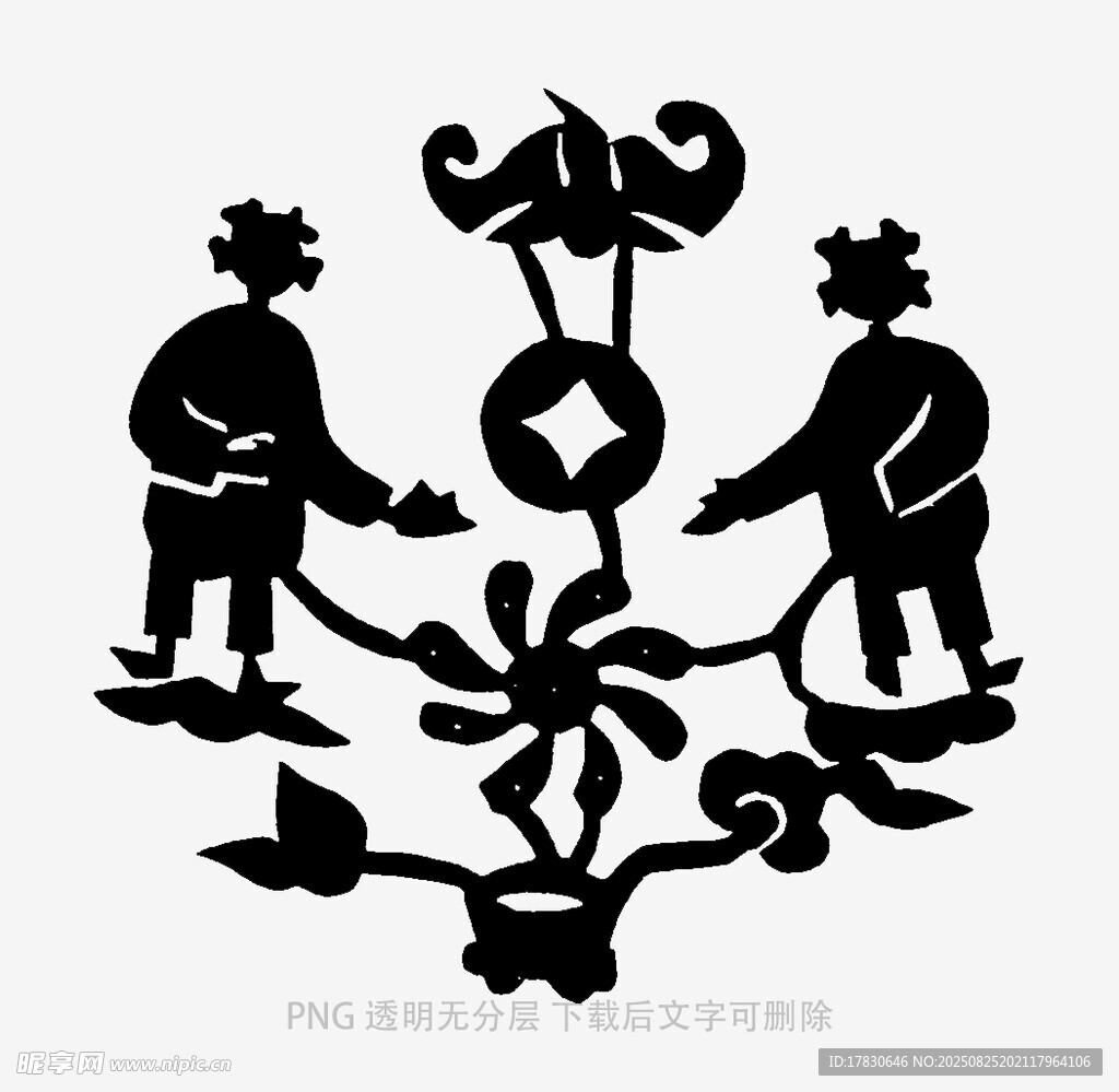 雙人勞作剪紙藝術(shù)圖案