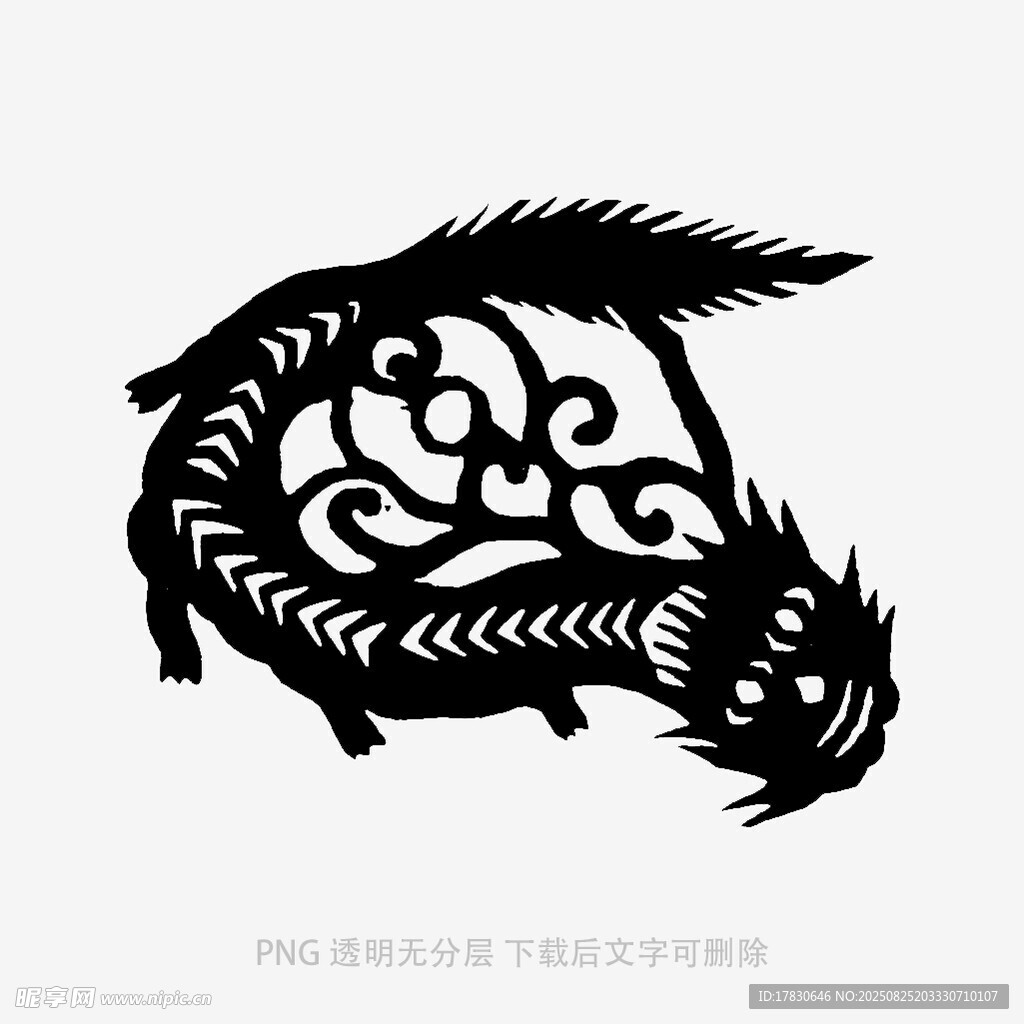 傳統(tǒng)剪紙風(fēng)龍形圖案