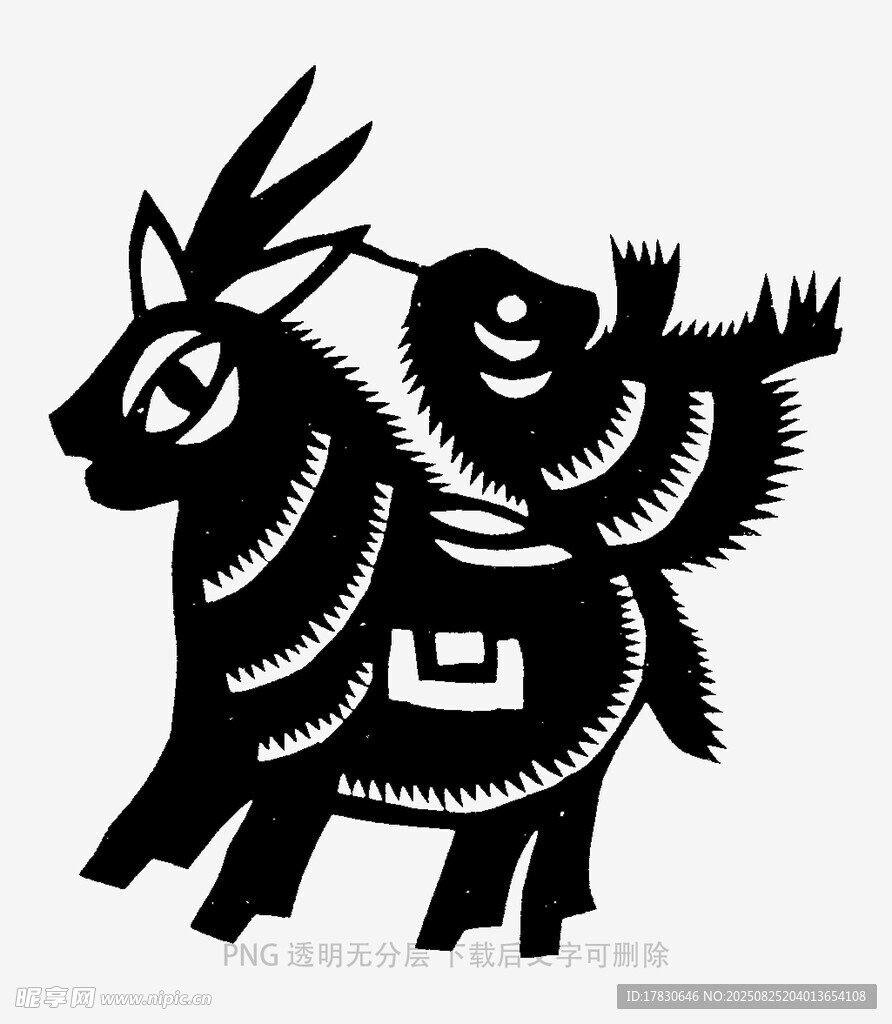 羊馱鳥剪紙圖案