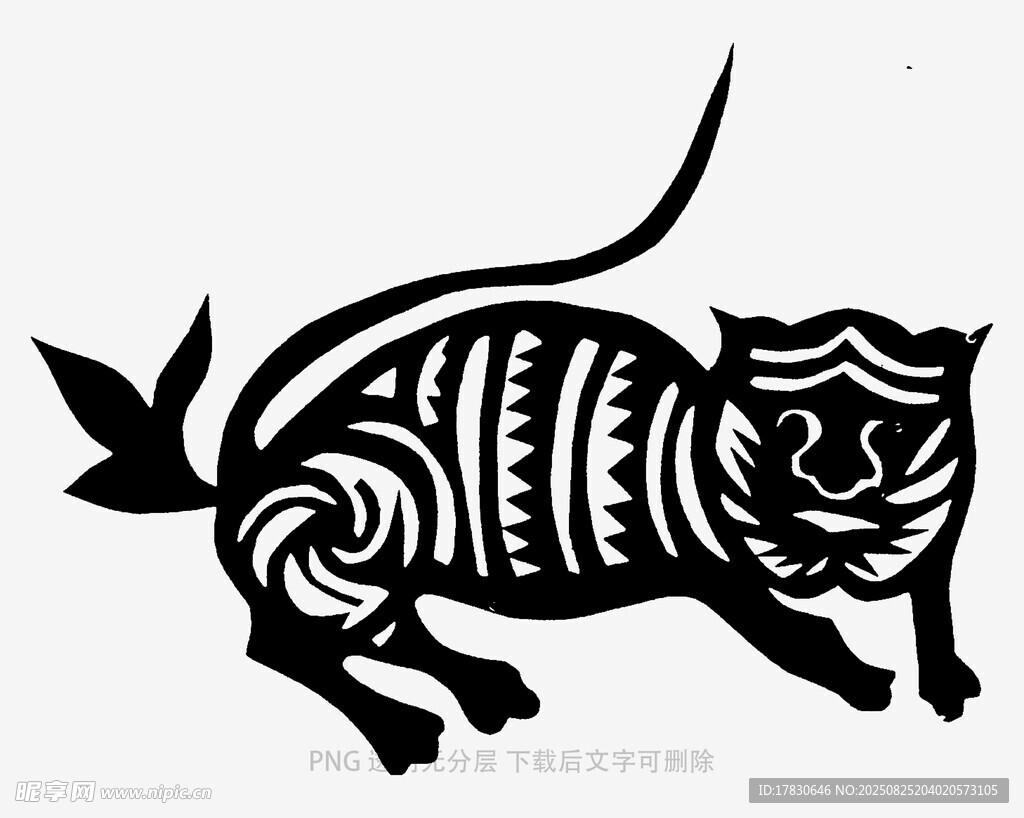 傳統(tǒng)紋樣黑白色老虎圖案