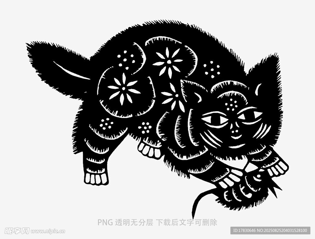 傳統(tǒng)剪紙黑貓捕鼠圖