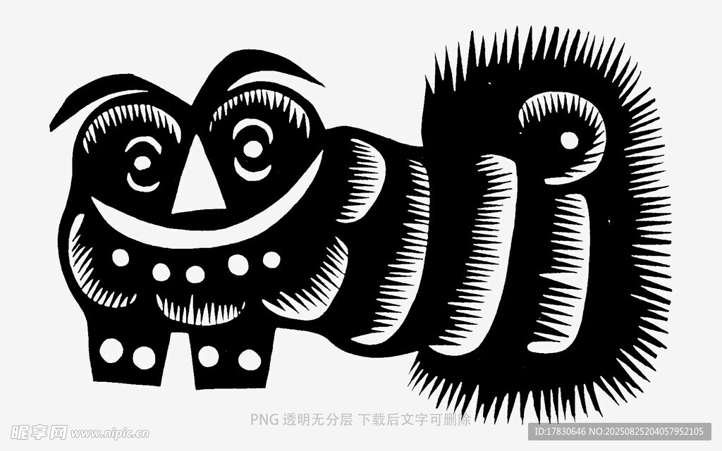 黑白剪紙風(fēng)可愛(ài)動(dòng)物形象