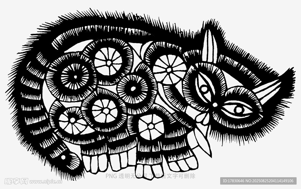 黑白花紋貓插畫