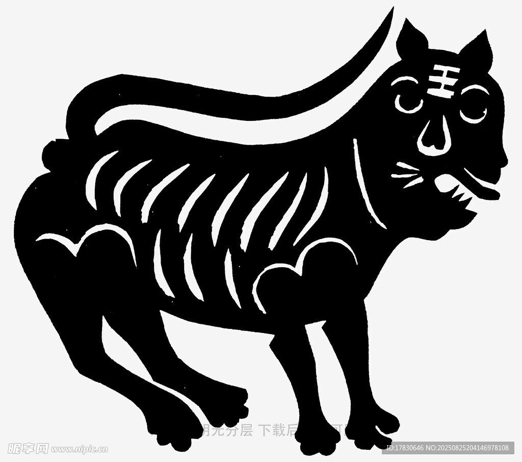 傳統(tǒng)風格黑白色虎形圖案