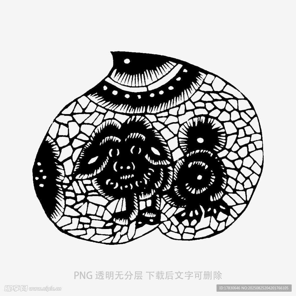 傳統(tǒng)剪紙風(fēng)格葫蘆圖案