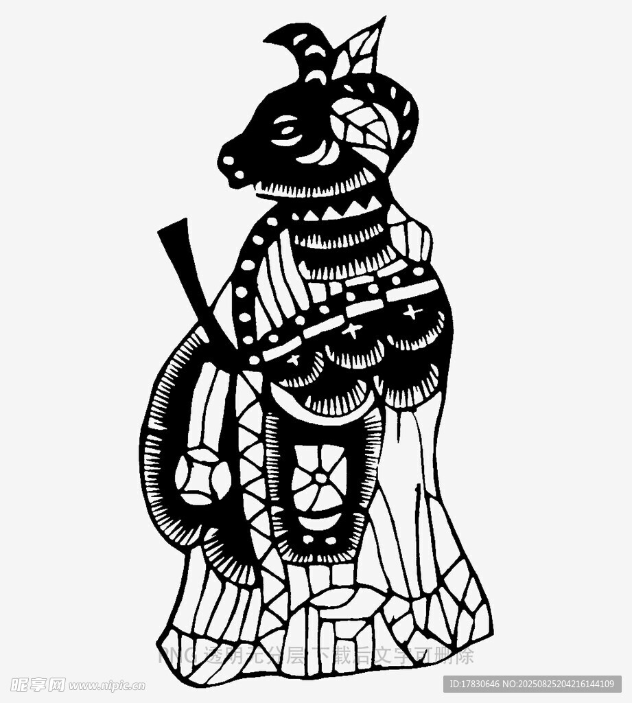 傳統(tǒng)剪紙風(fēng)格的神獸形象
